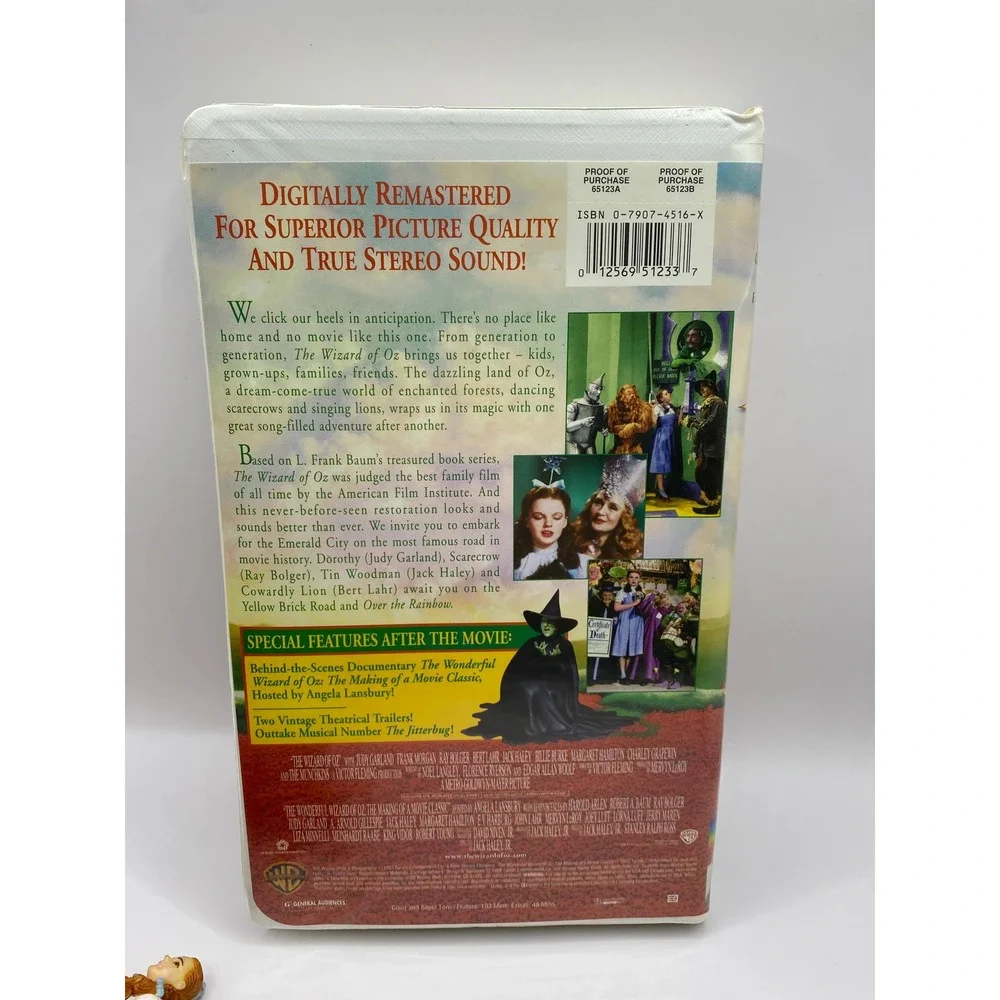 Vintage Wizard of Oz VHS Tape‎ Figurine Set Dorothy Tin Man Scarecrow & More